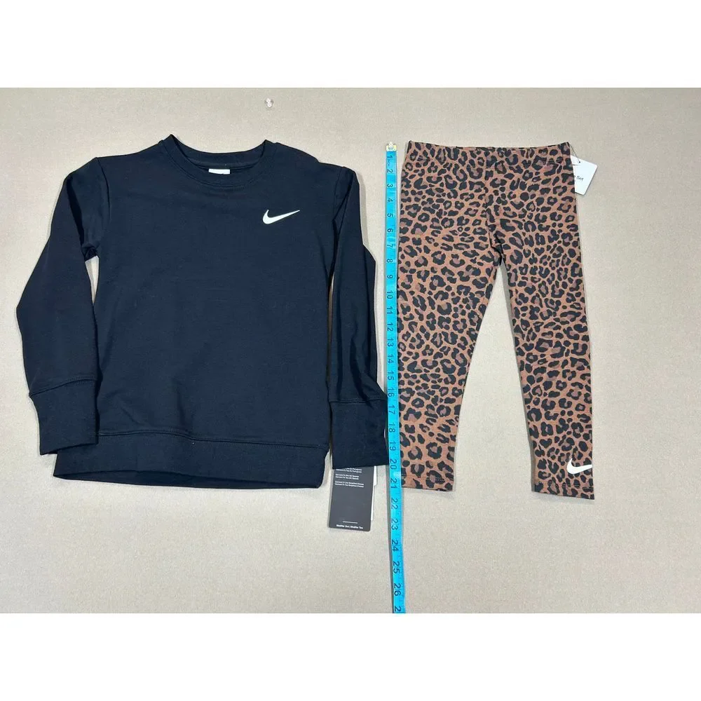 Nike Little Girls Crewneck and Leopard Leggings 2 Piece Set‎ Size 6X